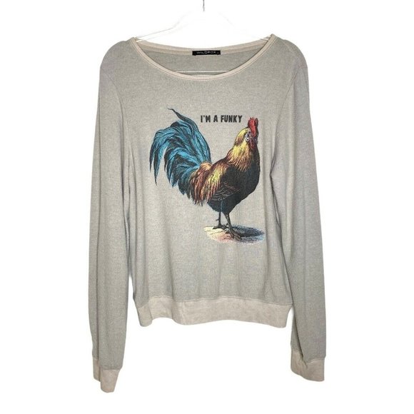 Wildfox Tops - Wildfox Pullover Funky Rooster Chicken Sweatshirt
